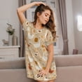 thumbnail image 3 of Honeii Autumn and Thanksgiving Print Women's Loose Short Sleeve Nightgown, Soft Cotton Sleepwear, Comfy Loose Fit Pajama Dress for Sleep and Lounge, 3 of 6