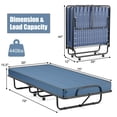 thumbnail image 5 of Giantex Rollaway Folding Bed w/Mattress for Adults, 79x38 Inch Twin Guest Bed w/Sturdy Metal Frame, Memory Foam Mattress, Sleeper Bed Cot Size 440LBS, Made in Italy (Navy), 5 of 8