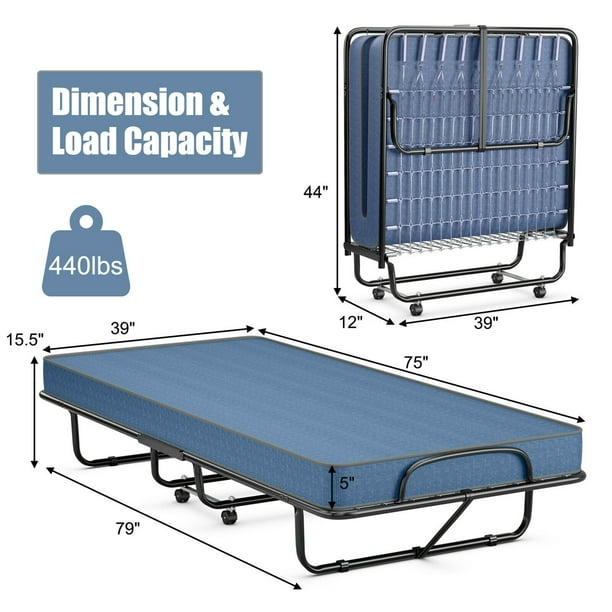 Giantex Rollaway Folding Bed w/Mattress for Adults, 79x38 Inch
