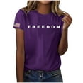 thumbnail image 4 of Women's Freedom Print Casual T-Shirt, Comfortable and Breathable Shirt for Famale, Purple, XL, 4 of 4