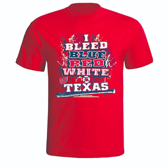 Texas Baseball "I Bleed Blue & Red GO Texas!" Red T-Shirt