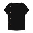 thumbnail image 7 of ClodeEU Women's Summer Short Sleeve Tops ,Crew Neck Side Button Shirts ,Casual Loose Fit T-Shirt Black,Womens Plus S, 7 of 7