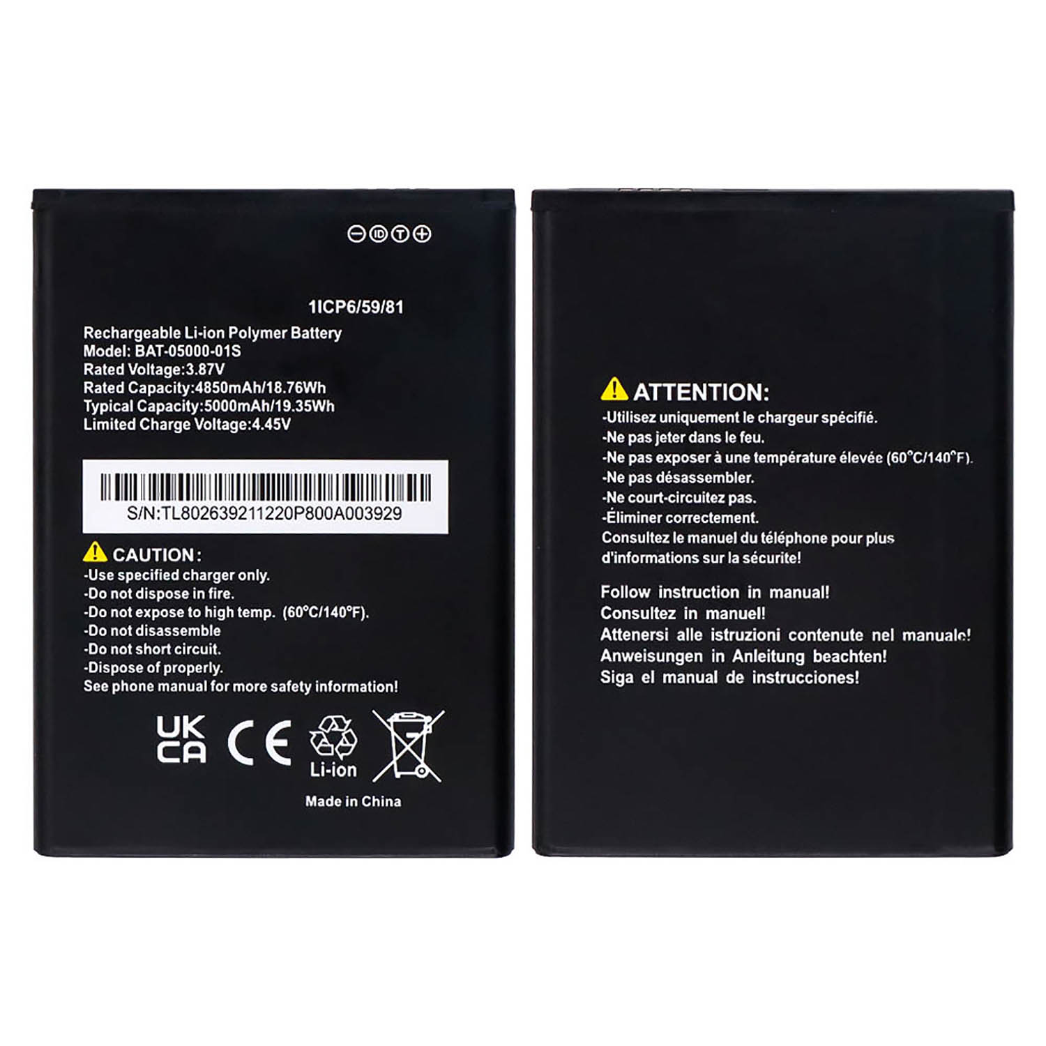 KIQ 3.87V 4850mAh Li-Ion Replacement Battery Compatible with Sonim