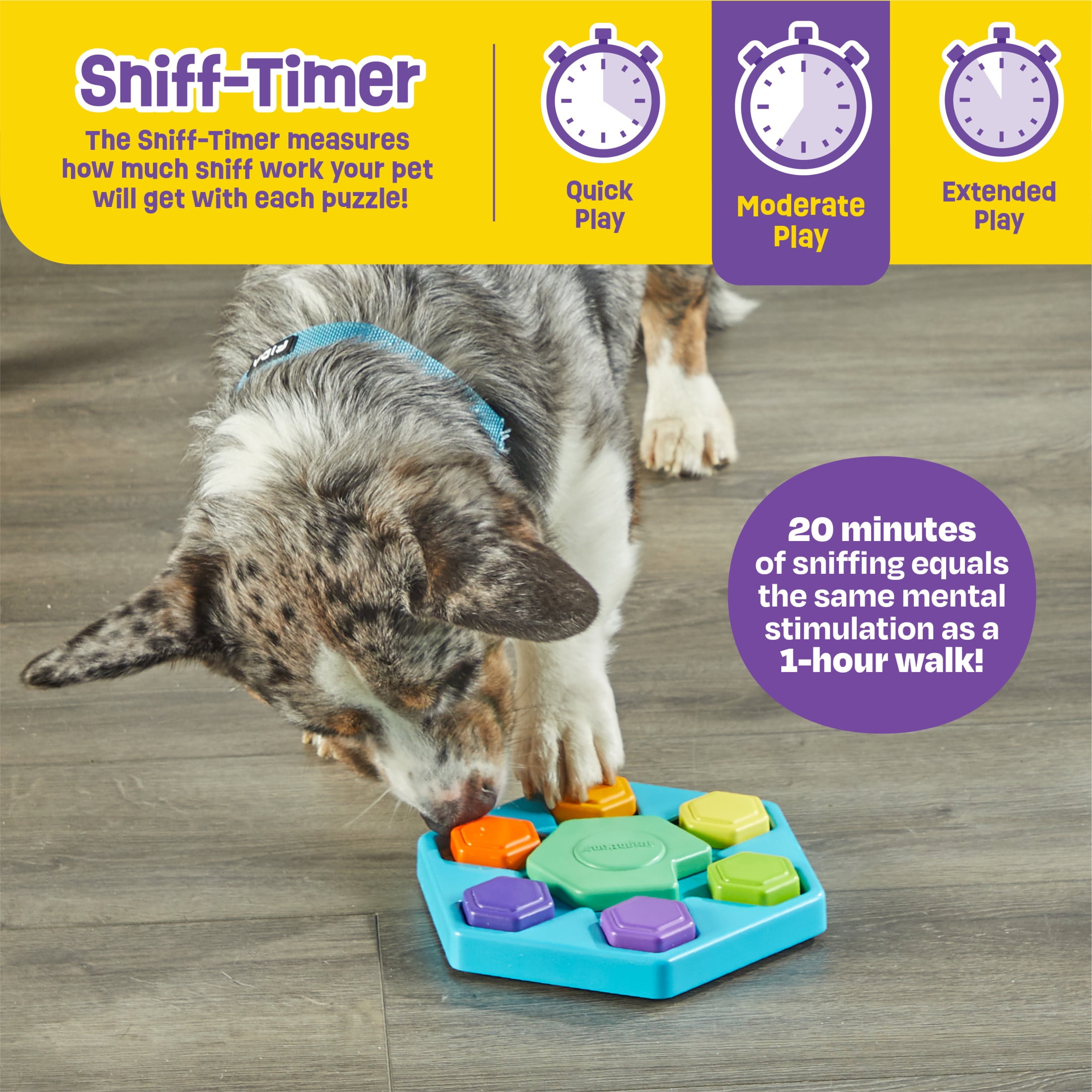 Brightkins  Spin & Seek Hexagon Treat Puzzle, Enrichment Slow Feeder Bowls, Interactive Dog Toys