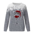 thumbnail image 3 of Sudadera sin capucha Gibobby de Manga larga con cuello redondo y estampado de copa de nieve navideño Gris M, 3 of 4