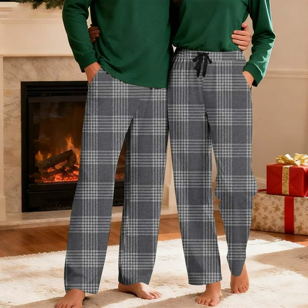 Pantalones de pijama largos para hombre, informales, con estampado a cuadros, holgados, deportivos, elásticos, rectos, vintage, con bolsillos