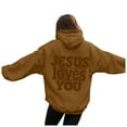 thumbnail image 4 of zaveiop Christian Graphic Hoodies Fall Fashion 2025 Preppy Letter Print Long Sleeve Pullover Sweatshirt with Pocket Teen Girls (Z1-Brown, L), 4 of 6