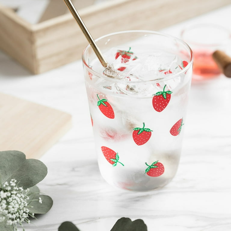 Dalidasy Strawberry Glass Cup Strawberry Coffee Water Smoothie Drinking Cup  Clear Glass Tea Cup For Home Office - Walmart.com