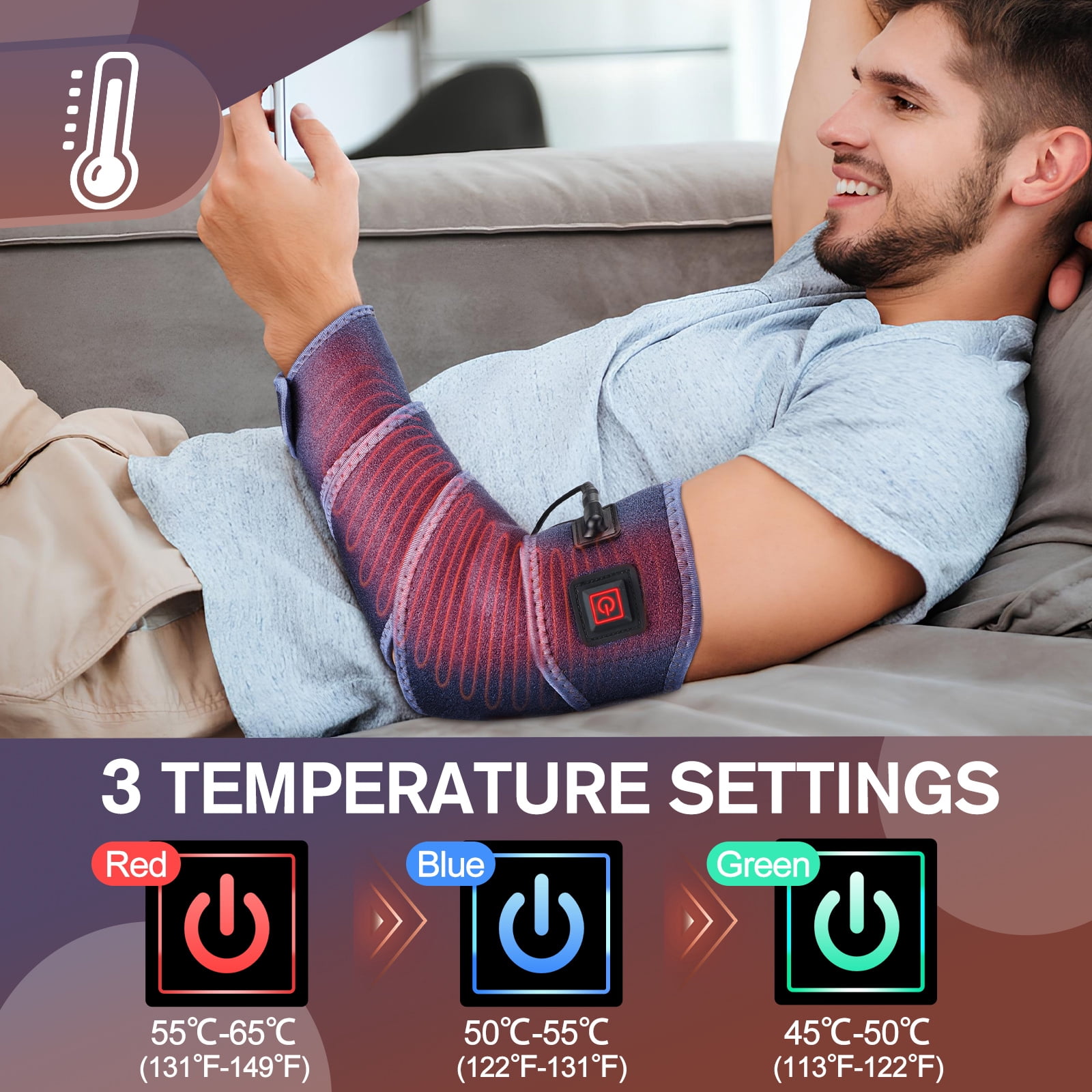 Elbow Heating Pad Wrap for Multiple Body Areas Heated Elbow Brace, Electric Heating Pad for Wrist, Ankle,Arm 39*3.5 in Brand New