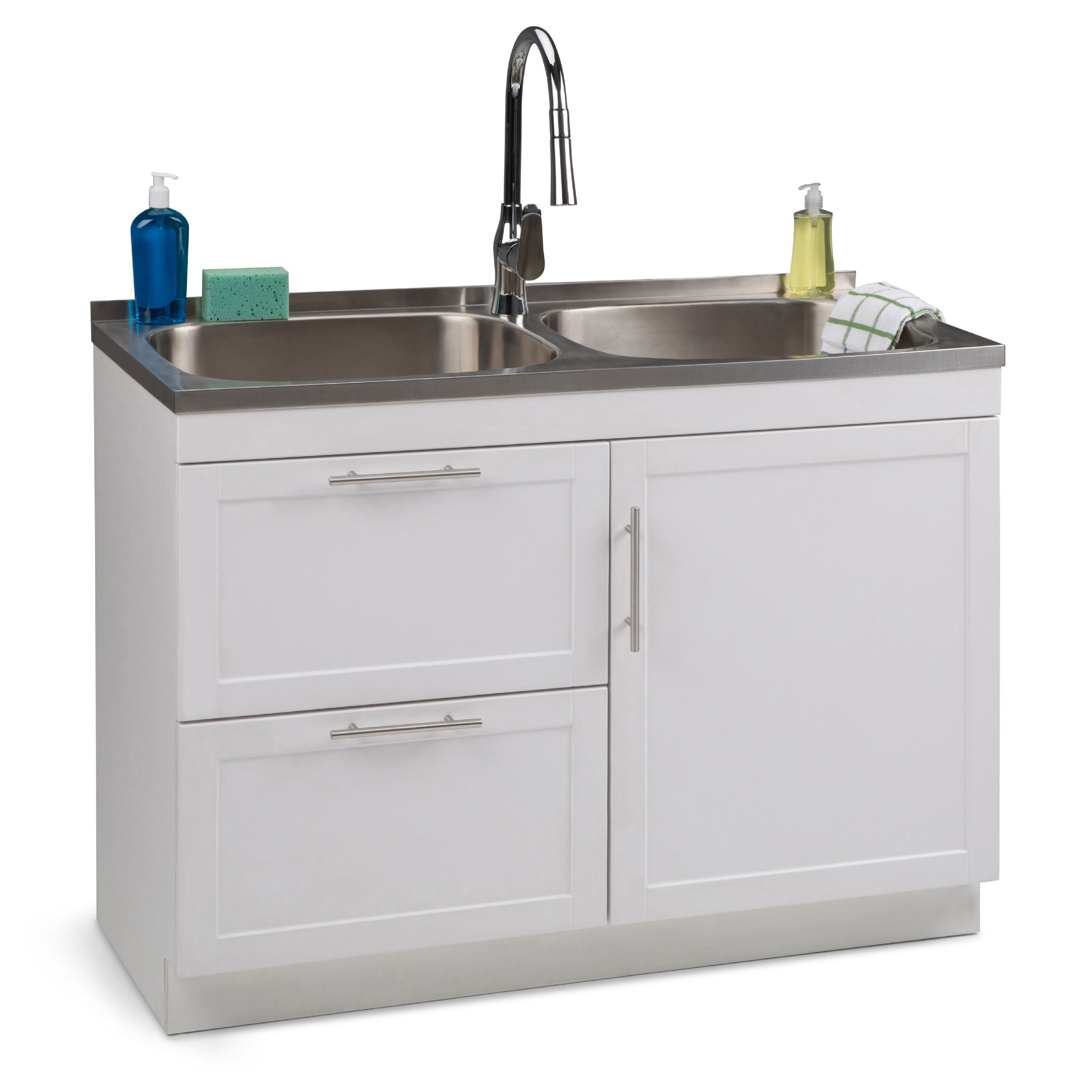 Simpli Home Seiger 46 inch Laundry Cabinet with Pull-out Faucet and ...