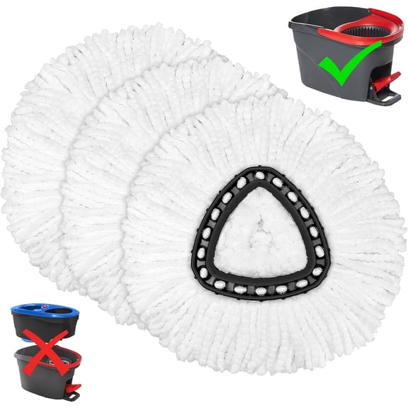 3 Pack Mop Replacement Heads for O-Cedar Spin Mop, Microfiber EasyWring Mop Refills, Easy Cleaning Replacement Heads