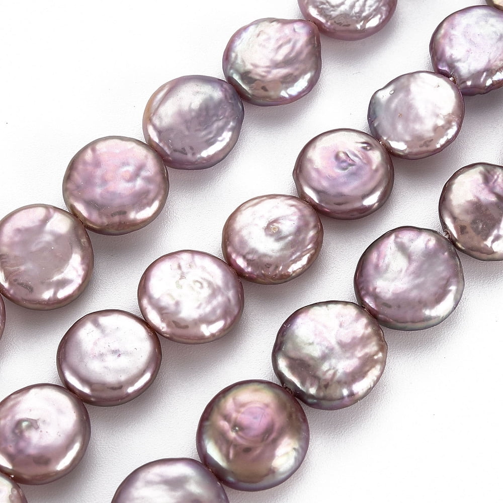 Natural Keshi Pearl Beads Strands Cultured Freshwater Pearl Flat Round Lavender 11~12x3~7mm Hole: 0.6mm 31~32pcs/strand 14.96 inch(38cm)