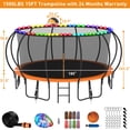 thumbnail image 6 of Kumix Trampoline 15FT 1500LBS Trampoline for 3-4 Adults/ 8-9 Kids, Recreational Trampoline with Enclosure, Basketball Hoop, Wind Stakes and More Gifts, Outdoor Galvanized Full Spray Trampoline, 6 of 7