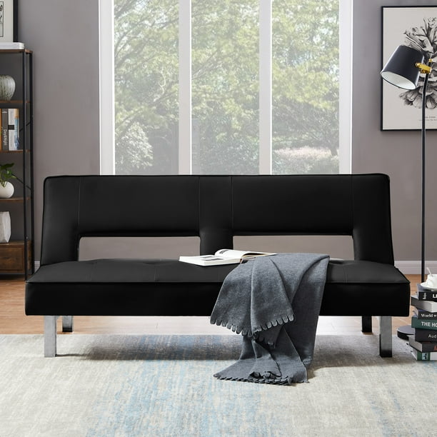 Futon Sofa Bed Couch Indoor Outdoor Modern Black Sleeper Pu Leather With Metal Legs For Living Room Bedroom 68x31 5x31 1inch Com Futon Sofa Bed Couch Indoor Outdoor, Indoor Outdoor Sofa Bed