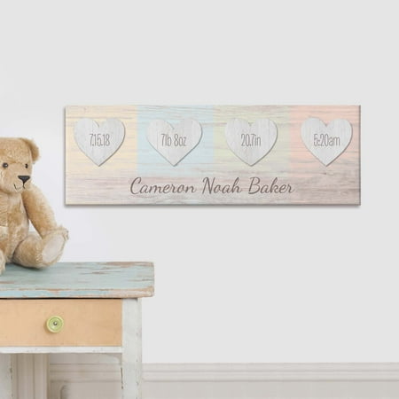 Personalized Baby Canvas - Personalized Baby Hearts Birth Info Canvas 27