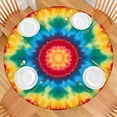 thumbnail image 2 of Colorful Tie Dye Mandala Pattern Round Fitted Tablecloth with Elastic Edge,Dining Table Cover Waterproof,Outdoor Round Tablecloth for Camping,Dining,Indoor and Outdoor, 2 of 7