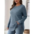 thumbnail image 2 of Long Sleeve Shirts for Women Tunic Tops for Women Loose Fit Dressy Crew Neck Pullover Basic Sweaters for Women Blue M, 2 of 5