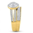 thumbnail image 4 of Solid 14K Yellow Gold His and Hers Trio Three Rings Set Real Natural Diamond Cluster Matching Rings Wedding Band Set 3/4 Carat ( .75 Cttw ) - (L = 7.5, M = 12), 4 of 7