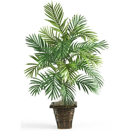 Areca Palm with Wicker Basket Silk Plant