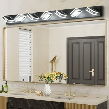 

LED Modern Bathroom Vanity Lights Fixtures 7 Lights Black Acrylic Modern Matte Black for Bathroom