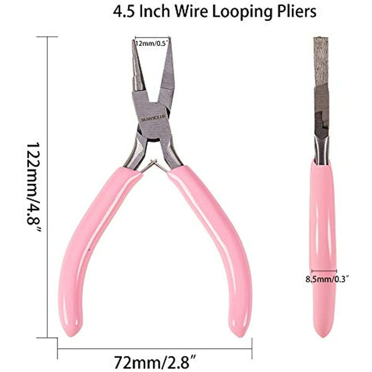 Wholesale SUNNYCLUE 4.5 Inch 3-Step Wire Ring Looping Pliers Mini Precision  Round Flat Nose Combination Pliers Tools for DIY Jewelry Making Pink 