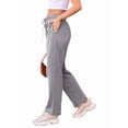 thumbnail image 3 of Women'S Wide Leg Sweatpants High Waisted Baggy Interior Drawstring Sweatpants Straight Leg Sweat Pants Light Gray XL, 3 of 9