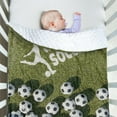 thumbnail image 2 of Kainsy Duckbe Soccer Blanket - Soft Plush Minky Flannel Blanket with Double Layer Dotted Backing for Baby Kid Teen Boys Girls Gifts White & Green(50"x60"), 2 of 6