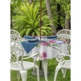thumbnail image 2 of Spring Easter Outdoor Tablecloth - 60 Inch Round Dining Table Cover, Watercolor Eggs Tulips Flower Wreath Wood Gray Waterproof Outdoor Table Cloth with Umbrella Hole & Zipper for Picnic/Patio/Party, 2 of 7