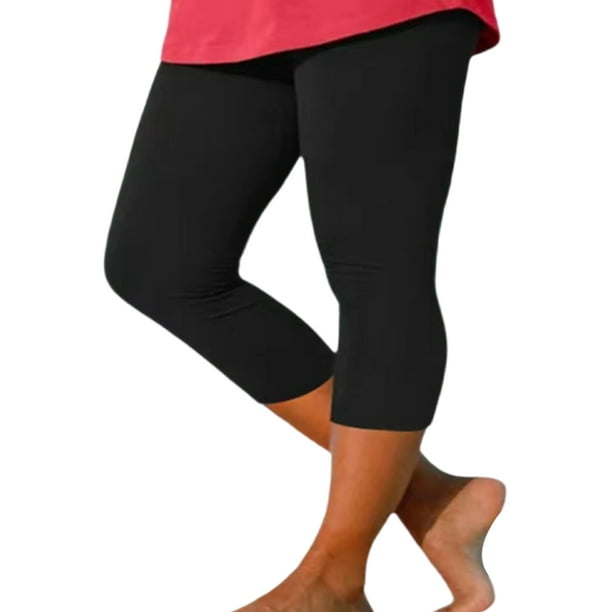 Sexy Dance Ladies Yoga Pants Slim Leg Capri Leggings High Waisted Trousers  Casual Jeggings Solid Color Bottoms Black 3XL