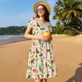 thumbnail image 4 of Naloa Monkeys in the Jungle Print Womens Summer A-Line Dress with Pockets,Short Sleeve Dresses,Flowy Beach Swing Dress for Vacation Travel, 4 of 6