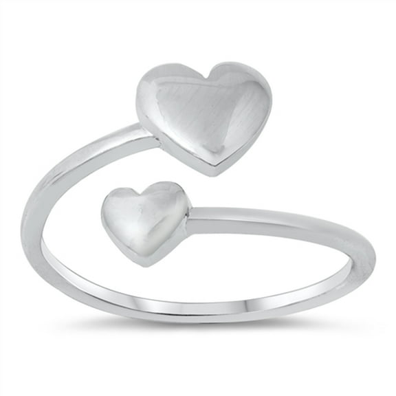 Open Double Puffed Heart Promise Ring .925 Sterling Silver Band Jewelry Female Male Unisex Size 9