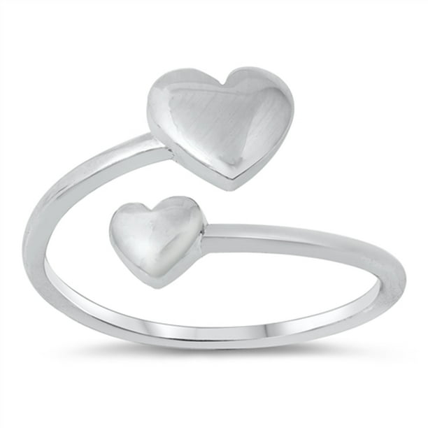 Sac Silver Open Double Puffed Heart Promise Ring New 925 Sterling