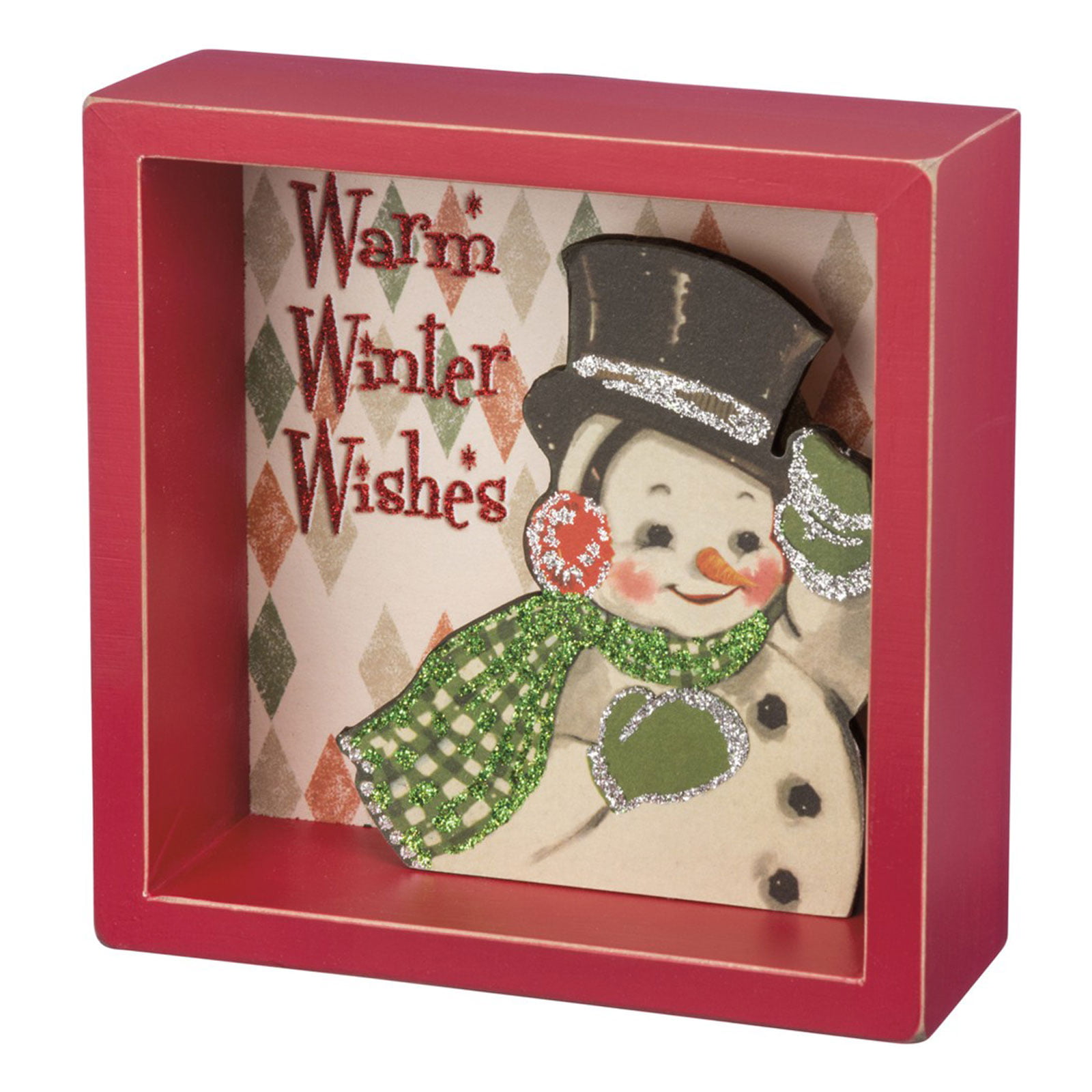 NEW~Snowman~ADD your PHOTO~Glassed FRAME~Winter WISHES~Primitives by KATHY 