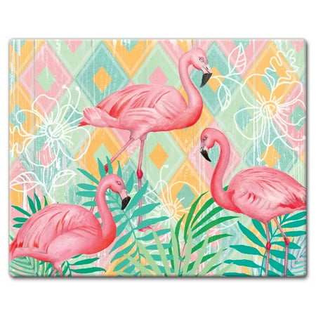 

CounterArt Diamond Flamingos 3mm Heat Tolerant Glass Cutting Board 15 by 12