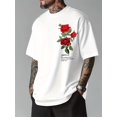thumbnail image 2 of Y2K Men'S Rose Faux Texture Pattern Print T-Shirt tee top, Men's Comfy T-shirt, Crew Neck, Short Sleeves, Graphic Tee Men's Summer Outdoor Clothes, Men's Clothing, Tops For Men, Casual Sporty Tee, 2 of 9