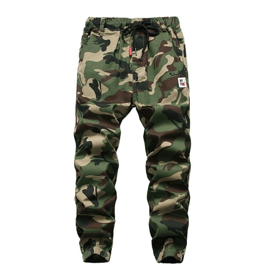 Esaierr 5-15Y Kids Toddler Boys Camouflage Pants Casual Youth Loose Pants Drawstring Camo Trousers Spring Autumn Cargo Joggers Pants