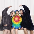 thumbnail image 5 of Colorful Rainbow Tie Dye Spiral Pattern Blanket Hoodies for Kids 6-13YR Oversize Wearable Blanket Hoodies for Boys Girls Teens, 5 of 7