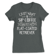 Funny Flat Coated Retriever Dog and Coffee Shirt - Sip and P