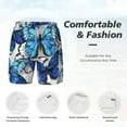 thumbnail image 5 of Lsque Mens Swim Trunks Blue and White Butterflies Pattern - Bathing Suit Compression Liner - Beach Swim Shorts Swimwear - (S-3XL) - Stretch Quick Dry -Large, 5 of 9