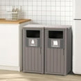 thumbnail image 3 of Outdoor Double Barrel Trash Can,Waterproof Resin Garbage Can with Garbage Labels,Durable Waste Bin for Porch, Backyard,Kitchen,for 30 to 39 Gallon Trash Bags, 3 of 16