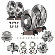 Detroit Axle - Front & Rear Disc Brake Rotors w/ Ceramic Brake Pads + Wheel Bearing & Hub Assembly Replacement for 2004 2005 2006 2007 2008 Nissan Maxima - 12 pc Set