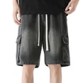thumbnail image 1 of Pantalones cortos vaqueros holgados para hombre de Cagnkofi, estilo informal, estilo bermudas, holgados y rectos., 1 of 5