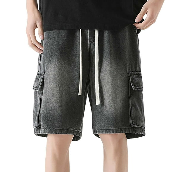 Pantalones cortos vaqueros holgados para hombre de Cagnkofi, estilo informal, estilo bermudas, holgados y rectos.