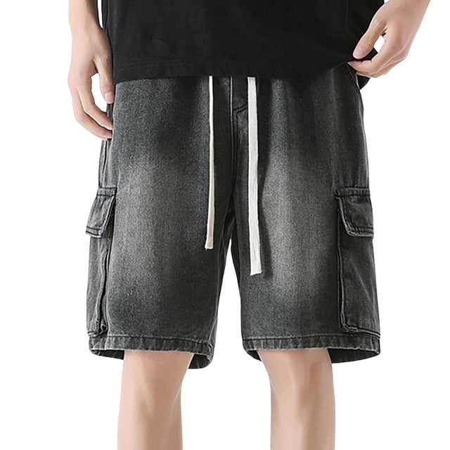 Pantalones cortos vaqueros holgados para hombre de Cagnkofi, estilo informal, estilo bermudas, holgados y rectos.