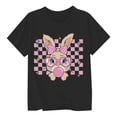 thumbnail image 1 of XDZJLR T-Shirt pour Filles Tout-Petits Imprimé Lapin de Pâques Col Rond Manches Courtes Mode Décontractée Vêtements Noirs 1-2 Ans, 1 of 3