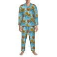 thumbnail image 3 of Honeii Sunflowers Pattern Mens Pajamas Set,2pcs Men's Lounge Long Sleeve Sleep Shirt and Pajama Bottoms Sleepwear Set,Mens Pjs Sets-Large, 3 of 7