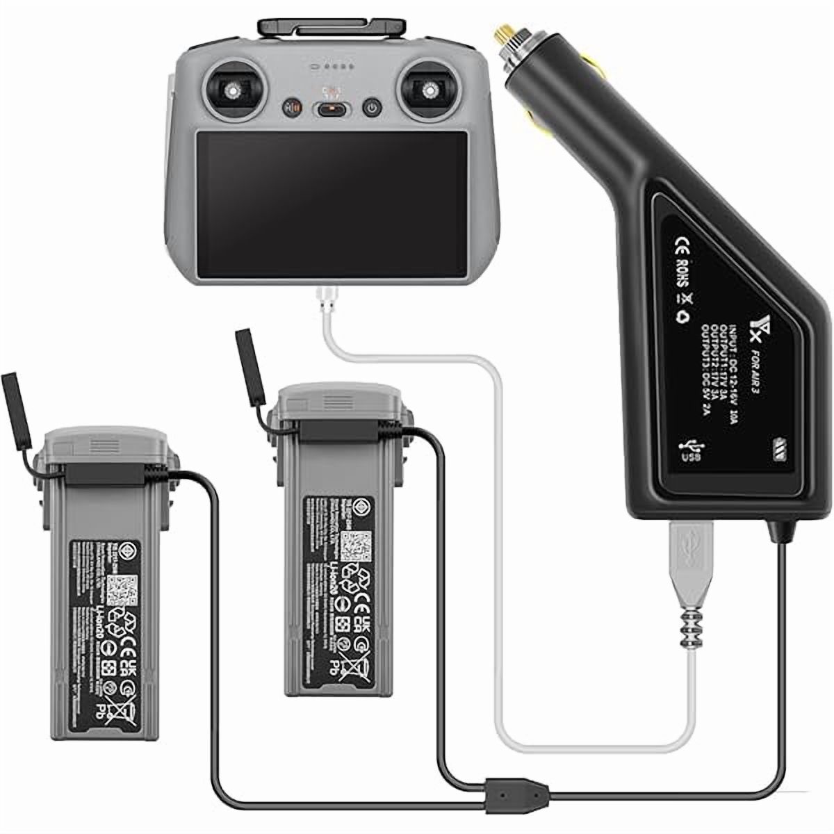 Chargeur Hub 6 En 1 Pour Drone DJI Air 2s / Mavic Air 2 – Charge 4 Batteries + Télécommande + Téléphone – Rapide - 7