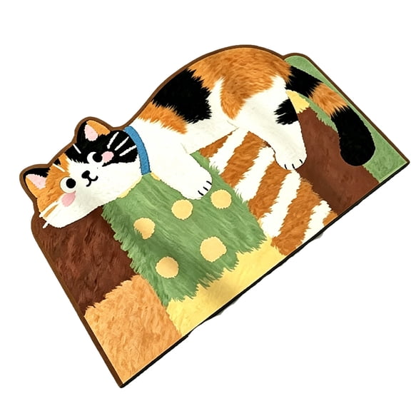 Cute Cat Bedroom Area Rug, Cat Carpet,Cat Tail Non-Slip Absorbent Doormats for Bedroom Living Room Kitchen Bathroom