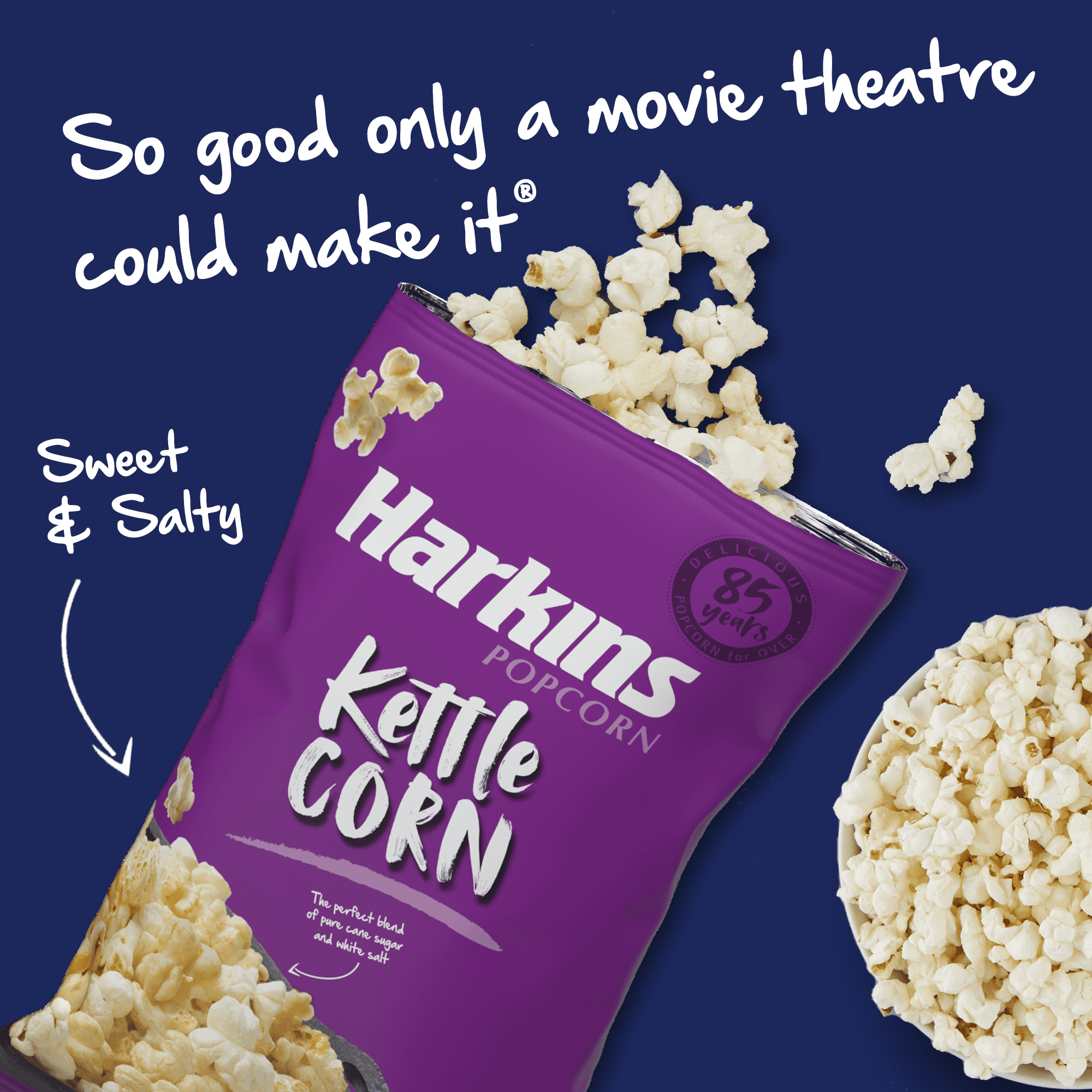 (2 pack) Harkins Kettle Corn Popcorn, 7 oz Bag, Gluten-Free