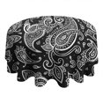 thumbnail image 4 of Black Paisley Pattern Round Tablecloth 60"x60",Wrinkle Wipeable Table Cloth for Kitchen Dining Room Picnic Patio Party, 4 of 6